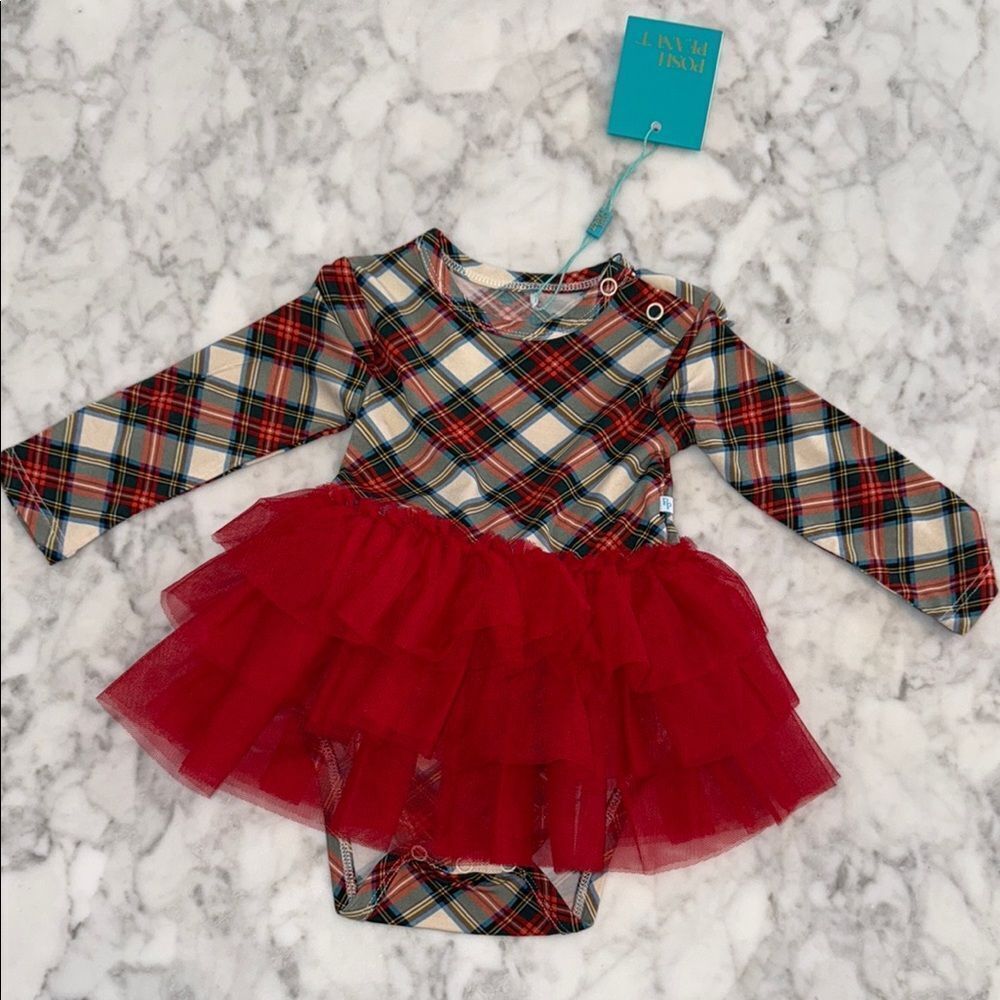 NWT POSH PEANUT LONG SLEEVE TULLE BODYSUIT DRESS